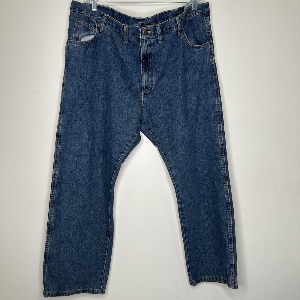 Wrangler Mens 44x30 Jeans Blue Straight Medium Wash Denim Pants Trousers